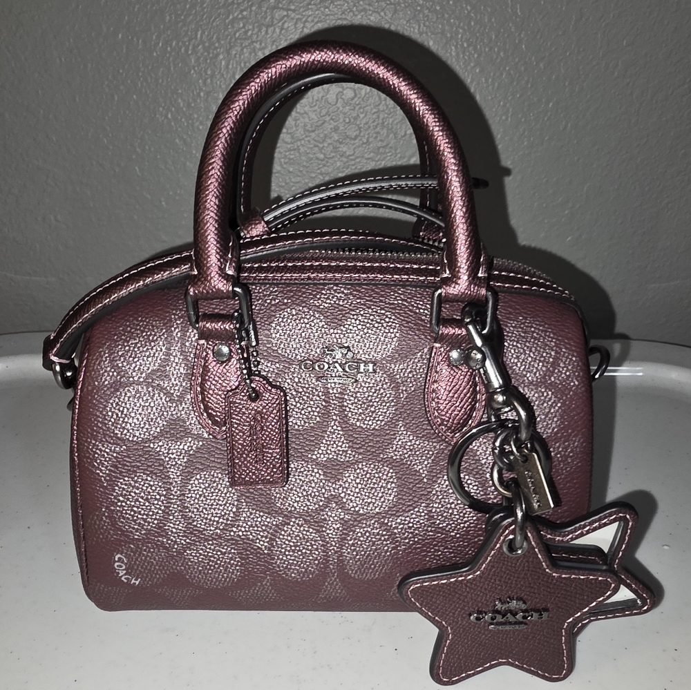 Coach Mini Rowan Satchel Crossbody Bag & Star Mirror Charm Set CX186